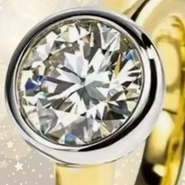 GRA Certified Moissanite 2 Carat Round Solitaire Ring Gold - Image 4