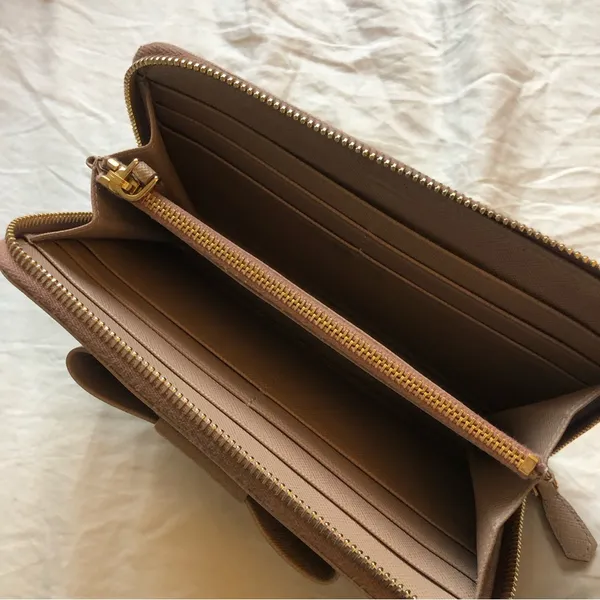 Prada Saffiano Ribbon Bow Zip Around Wallet - Image 9