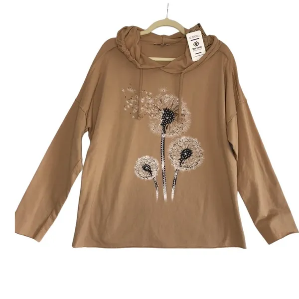MODA LUCIDO Italian Hoodie Women L Crystal Embroidered Fairy Boho Retro Y2K NWT - Image 2