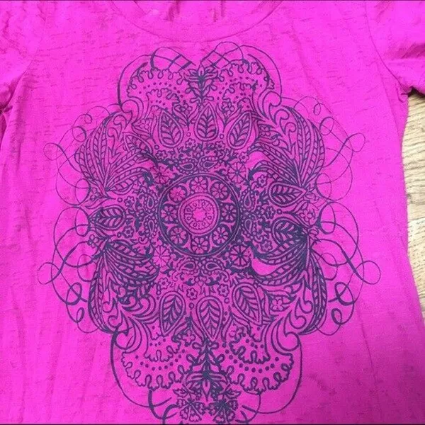 Faded Glory Womens Tee Size Small 4 6 Pink Indian Design‎ Burnout Fabric - Image 4