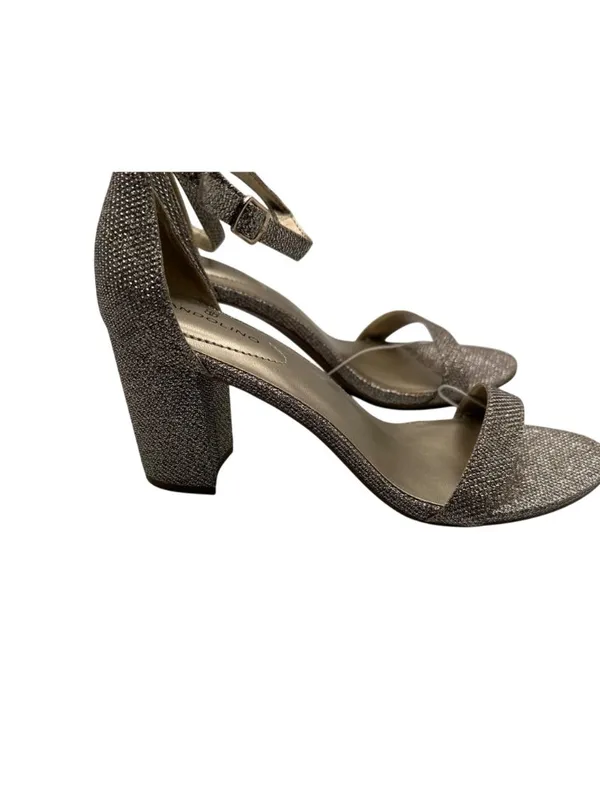 Bandolino 8M Glittery Gold Open Toe Heel Sandals Ankle Strap Buckle Closure - Image 7