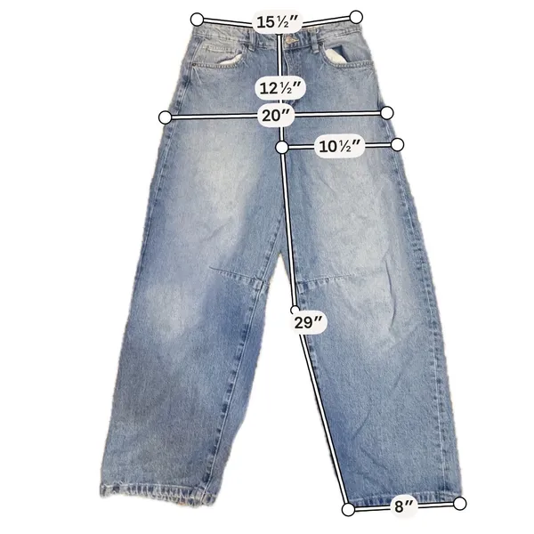 Cotton On‎ Barrel Jeans Women Size 28 Blue Light Wash High Rise Wide Leg - Image 8