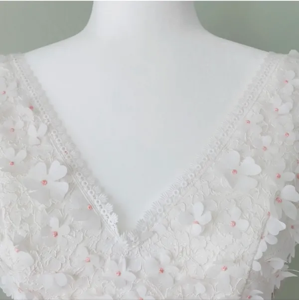 David's Bridal 3D Floral V Neck Dress - Image 3