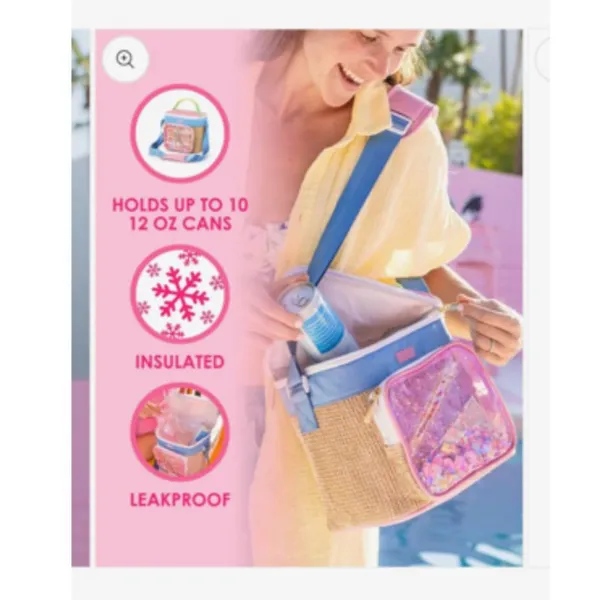 Packed Party Bring On the Confetti Insulated Cooler Bag NWT Pink Glitter - Image 4