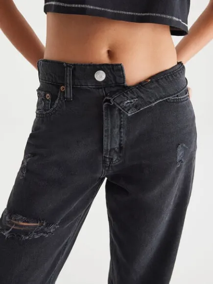 #41 Aeropostale 90’s Baggy Black Distressed High-Rise Jeans Size 10R - Image 3