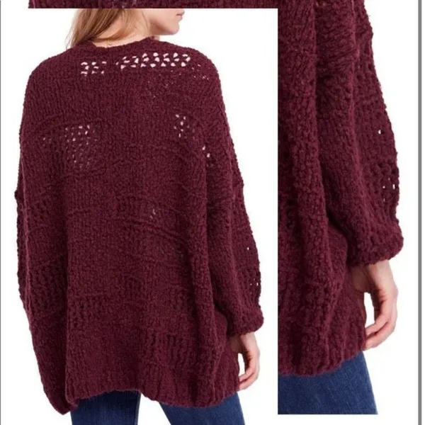 ✨Free People Saturday Morning Knit Oversized Maroon Cardigan Cardi Sweater✨ - Image 6