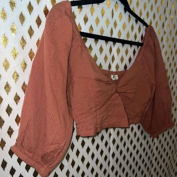 Billabong Womens Juniors' Cotton Del Sole Twist-Front Top crop top size M - Image 5