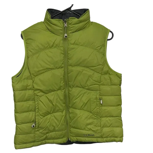 LL Bean Women M Quilted Reversible Goose Down Cold Weather Green Puffer Vest‎ - Image 6