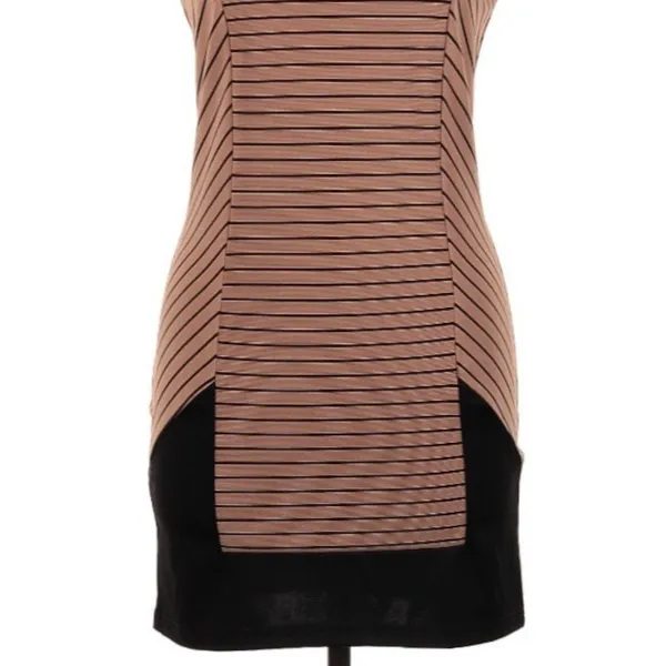 THML Sleeveless Minimalist Career Sheath Dress Size M Brown Black Color Block - Image 5