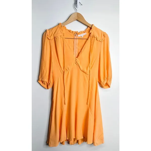 Olivaceous Romper Womens Orange V Neck Tie Front Size Medium - Image 3