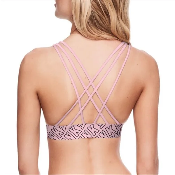 NWOT PINK Victoria’s Secret Logo Bonded Triangle Bralette Medium - Image 2