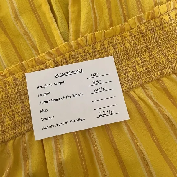 SAYLOR Yellow Metallic Striped Dress Fluttery Smocked Mini Gold Party Medium - Image 12