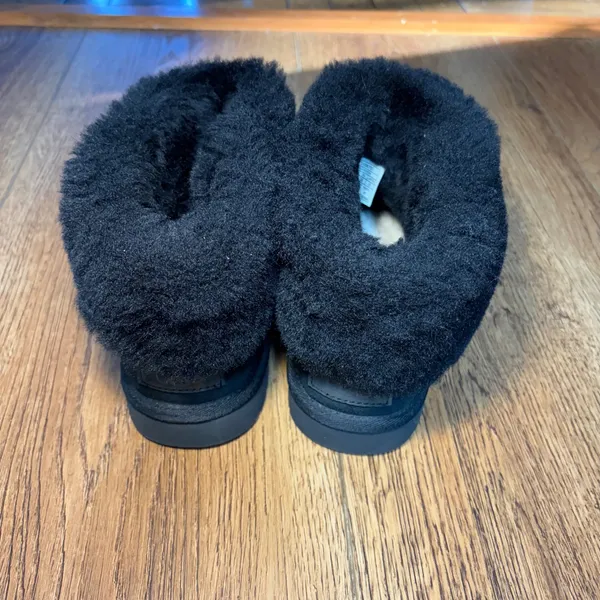 UGG Classic Mini Fluff Black Suede Sheepskin‎ Ankle Boots Womens 8 Cozy Winter - Image 7