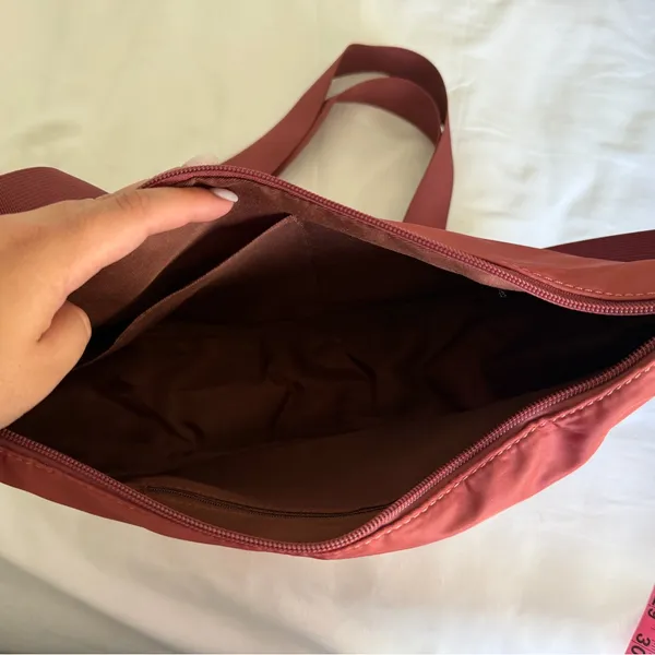 Elegant Red and Tan Crossbody Bag - Image 4
