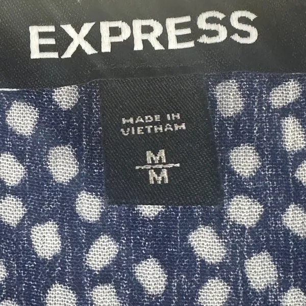 Express High Low Maxi Dress Womens M‎ Navy Blue Polka Dot Tie Front Cottagecore - Image 4