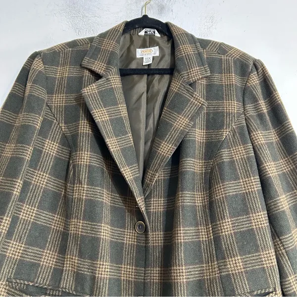 Vintage Talbots Wool Blend Plaid Blazer Jacket 22W Petite Preppy Academia Work - Image 3