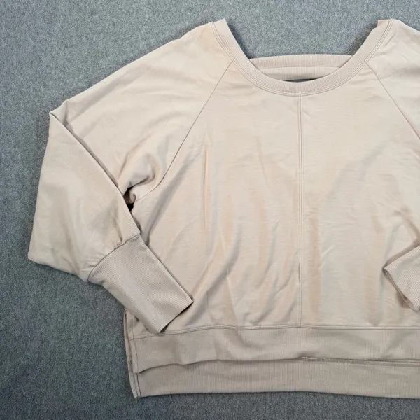 Yogalicious Stephanie Hi-Low Sweatshirt Women's Small Beige New Pullover - Image 2