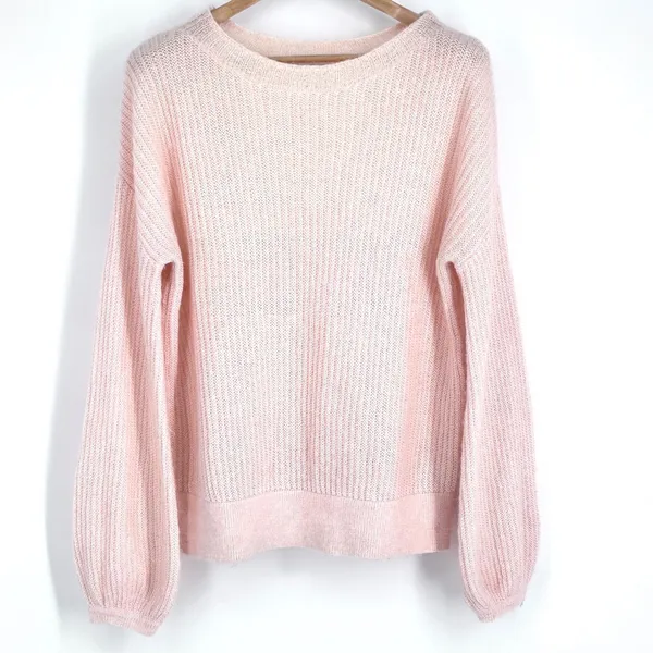 Boden Francesca Sweater Women's L Balloon Sleeve Rib Knit Mohair Knit Pink Large - Image 2