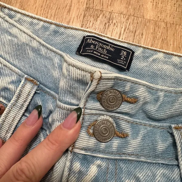 Abercrombie & Fitch | Woman's‎ Distressed High Rise Acid Wash Blue Mom Jeans, 26 - Image 3