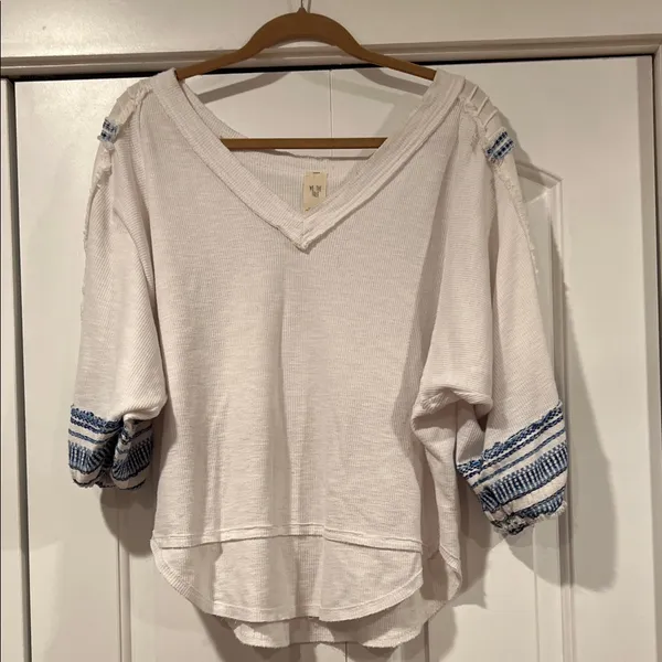 FREE PEOPLE We The Free Bubble‎ Tee Shirt Top White Medium - Image 4