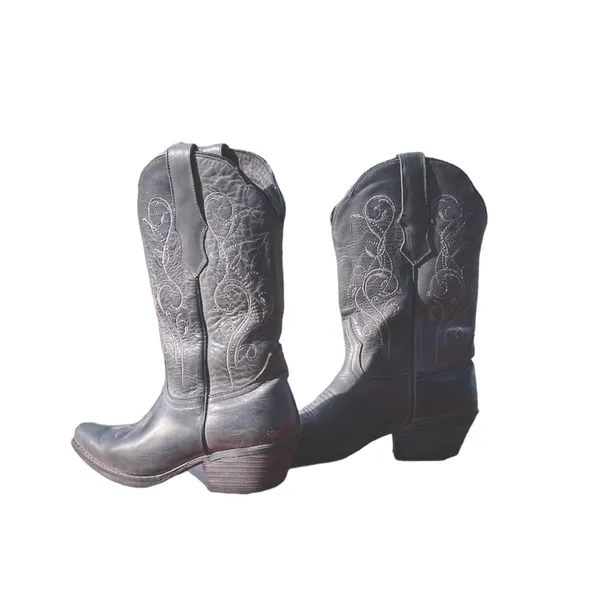 Sterling River 6.5 Gray Leather Cowgirl Western Boots Embroidered Mexico SRC 516 - Image 3