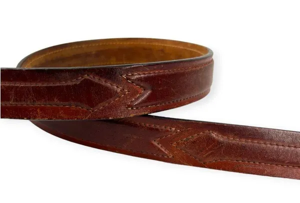 Vintage Jordache Leather Solid Brass Buckle Belt 34"/ 1.5" Unisex Men Women - Image 2