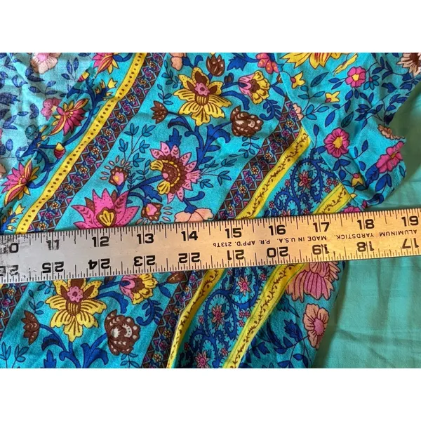 Pretty Garden Wrap Short Sleeve Maxi Dress Colorful Beautiful Boho Prairie sz M - Image 11