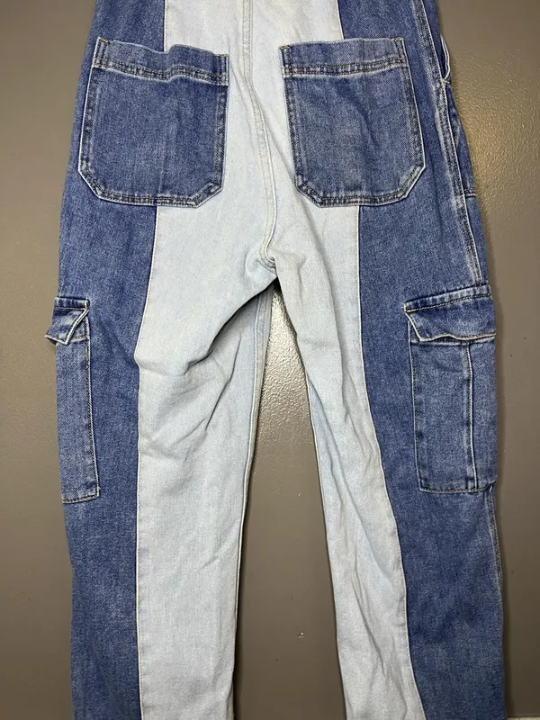 PacSun Cargo Straight Jeans Womens 27 Light Wash Blue High Rise Striped Denim - Image 6