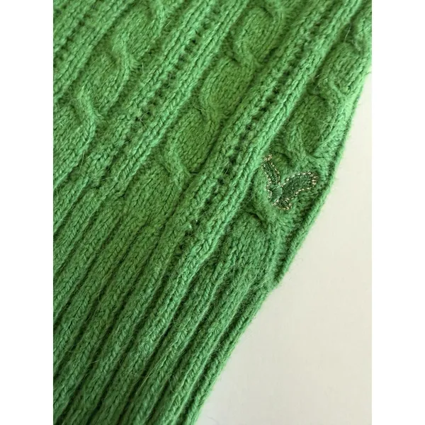 VTG American Eagle Sweater Women Medium Green V Neck Cable Knit Pullover Y2K‎ - Image 7
