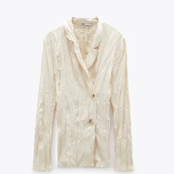 NWT  Zara CREASED-EFFECT SATIN JACKET Medium Lightweight - Image 3