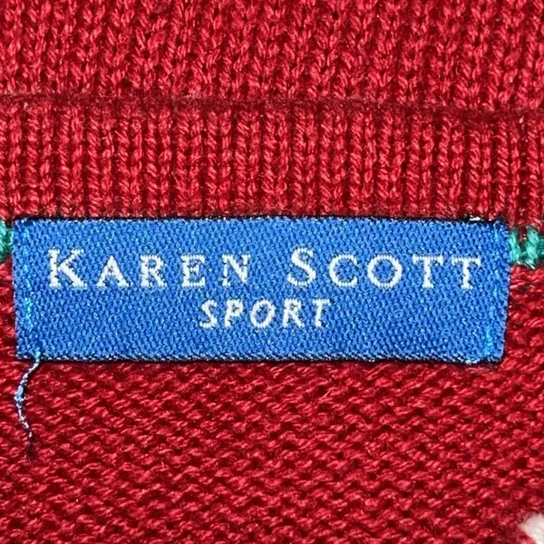 Vtg Karen Scott‎ Ugly Christmas Sweater Women Large Red Cardigan Elf Santa Ramie - Image 8