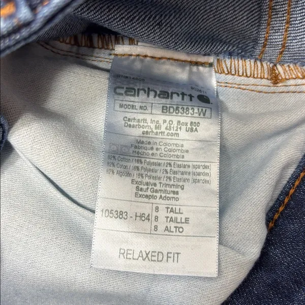 Carhartt Rugged Flex Relaxed Mid‎ Rise Fit Dark Blue Straight Leg Jeans Size 8T - Image 12