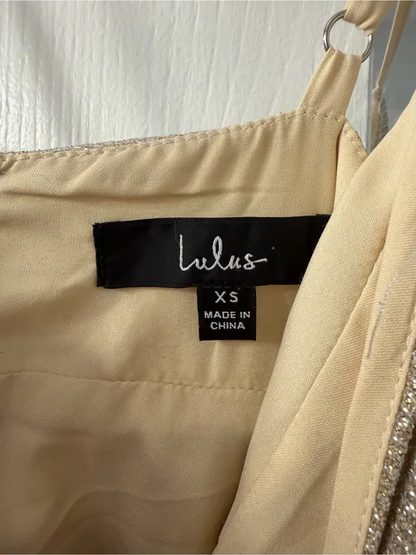 Lulu’s Gold Glitter A-Line Slip Dress - Image 3