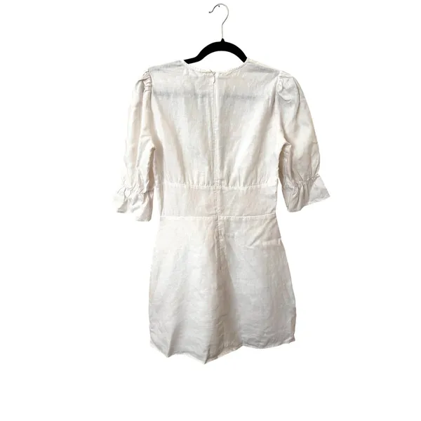 REFORMATION Simi Linen V-Neck Mini Dress White Sz 2 - Image 5