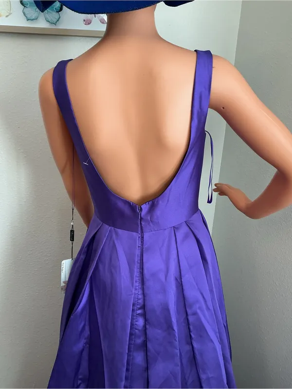Vienna Prom Bold Purple Satin Ball Gown Size 2 NWT - Image 3