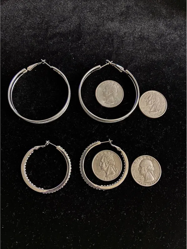 Silver tone Hoop and Dangle Earrings Lot - Image 3