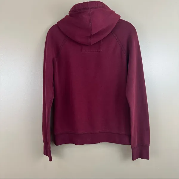 Y2K Vtg Abercrombie & Fitch Burgundy Swearshirt Hoodie Womens Large Grunge Prep - Image 8