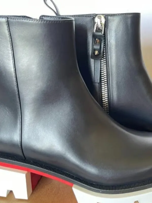 CHRISTIAN LOUBOUTIN Maxi Calfskin Red Sole Ankle Boots Eur 38/ US 8 - Image 8
