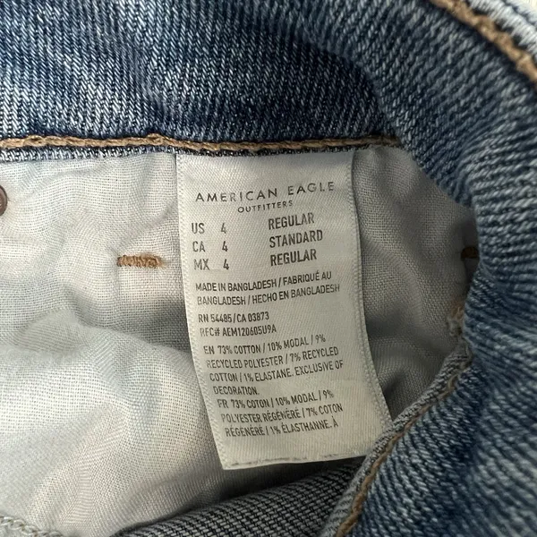 American Eagle Stretch Mom Jeans High Rise Women's Size 4 Regular Medium Wash - Image 9