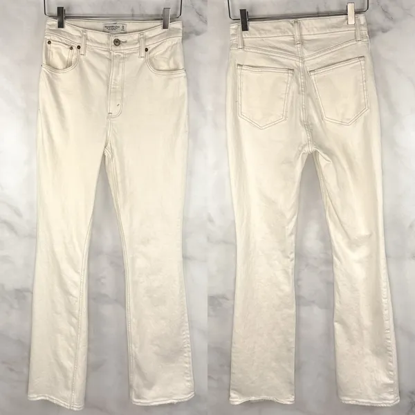 Abercrombie & Fitch 70s Vintage Flare Ultra High Rise Jeans Retro Cream 25 0 - Image 4