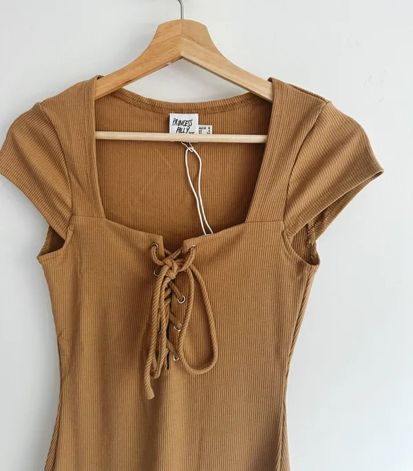 Princess Polly Caleb Mini Dress Brown - Image 5