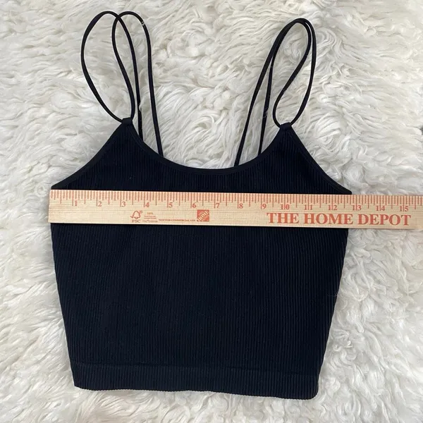 Colsie Black Ribbed Crop Tank Top Double Straps Grunge Alt Summer Spring - Image 6