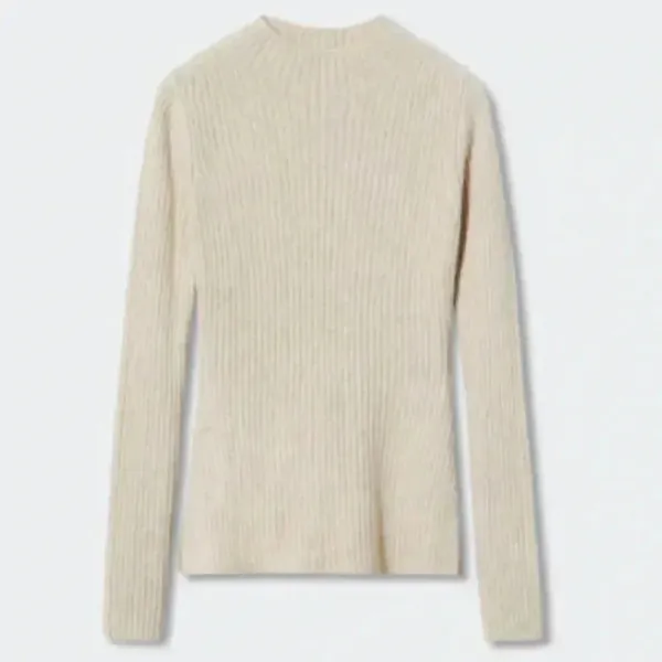 Mango MNG Shiny Ribbed Light Pastel Grey‎ Cardigan Sweater NWT Plus 1XL - Image 2