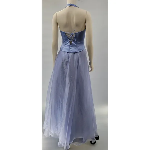 Michelangelo Gown Womens 6 Blue Beaded Whimsical Fairy Corset Halter Prom Dress - Image 3