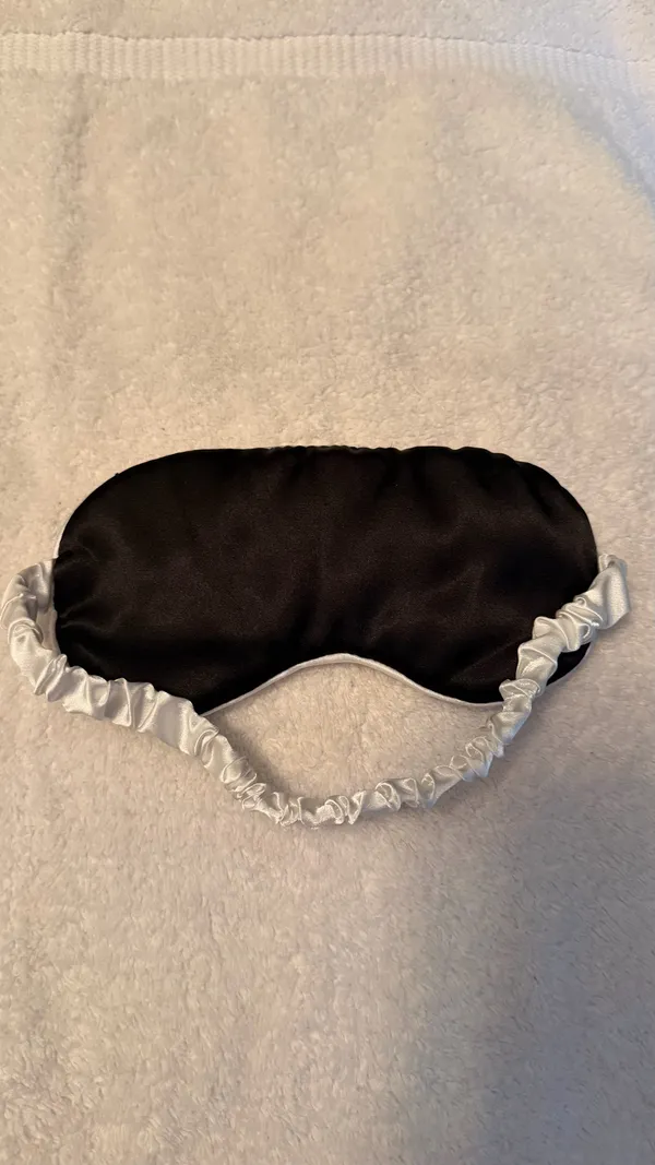 Satin White Cloudy Sleep Mask with Elastic Strap - Image 2