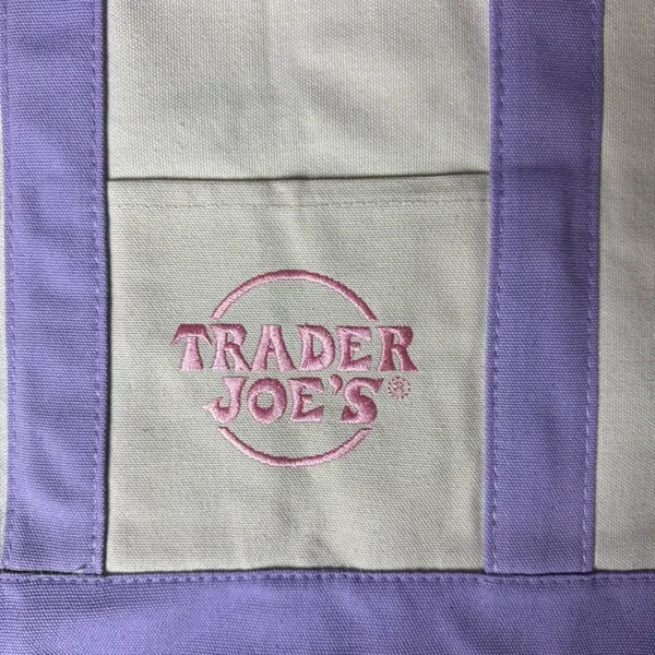 NWT 2026 Limited Trader Joe’s Mini Pastel Canvas Tote Bag - Purple - Image 2
