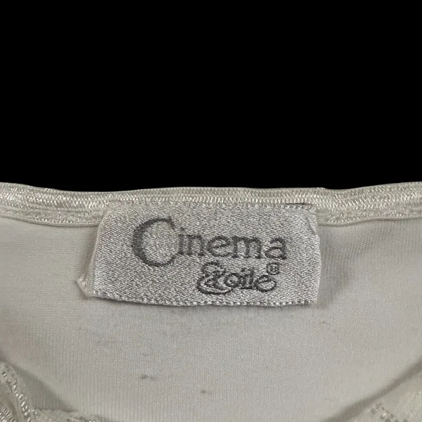 VTG Cinema Etoile L White Lace Yoke Square Neck Camisole‎ Tank Top Bridal Summer - Image 7