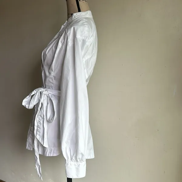 Free People Abbey Bishop Sleeve Button Down White Tunic Size Medium - Image 9