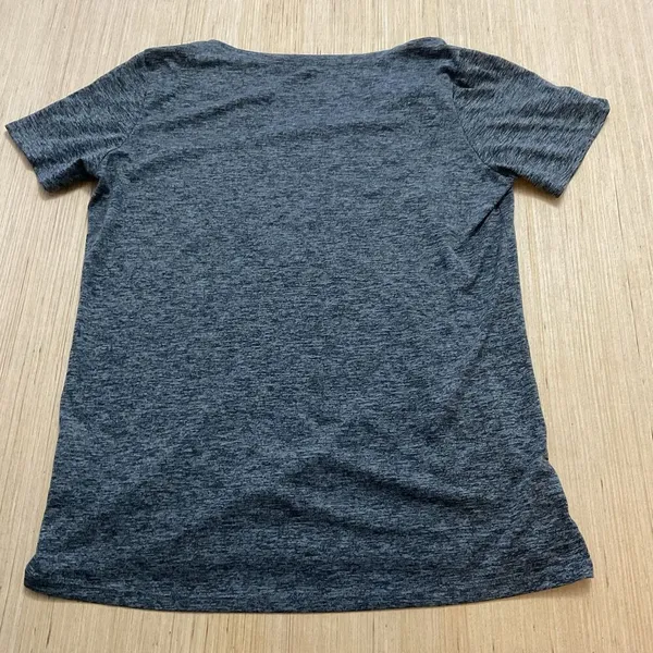 Nike Shirt Womens Medium Short Sleeve Heather Gray Dri-Fit w Logo Lightweight - Image 5