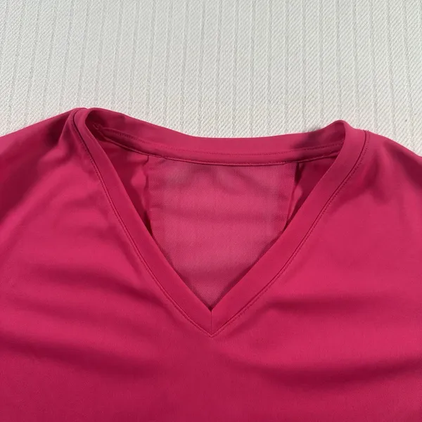 WOMEN'S PINK ACTIVEWEAR SHIRT Size Small V-Neck Open Split Back Workout Top Gym - Image 4